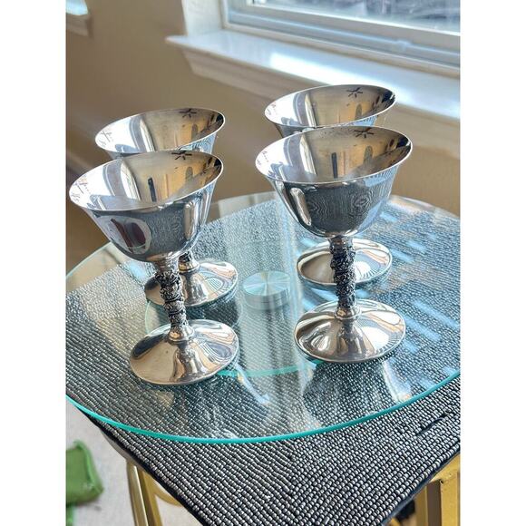 Valero Silver-Plated Goblets – Set of 4 – Made in Spain – Ornate Spanish VTG - Picture 3 of 10